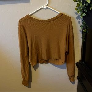 Sky and Sparrow copper brown long sleeve cropped sweater. Size XS.